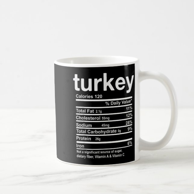 Turkey Nutrition Facts Funny Thanksgiving Food Chr Kaffeetasse (Rechts)