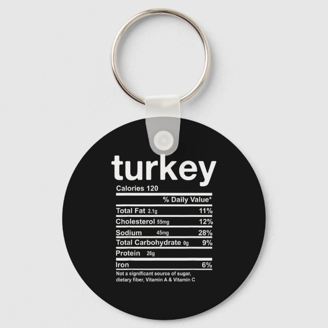 Turkey Nutrition Facts Funny Thanksgiving Food Chr Schlüsselanhänger (Vorderseite)