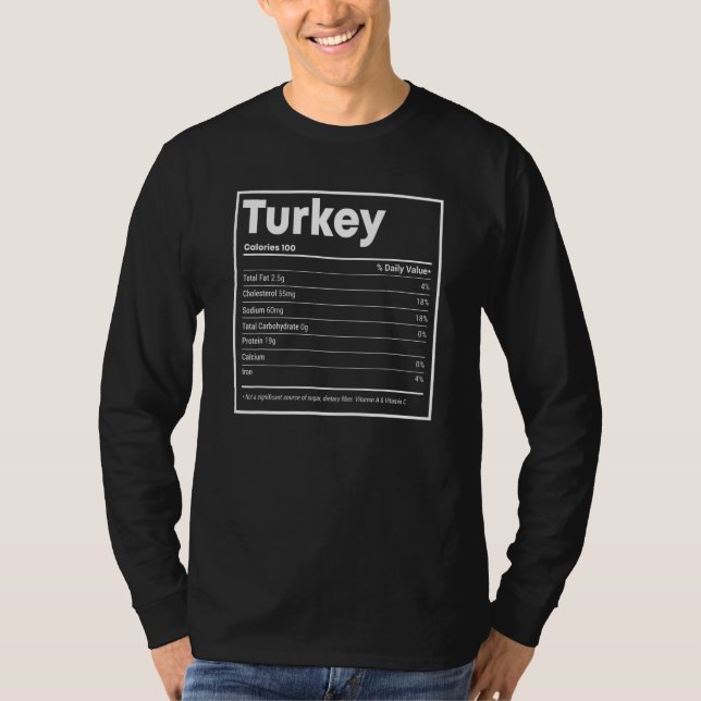 Turkey Nutrition Facts  Thanksgiving Christmas foo T-Shirt (Vorderseite)