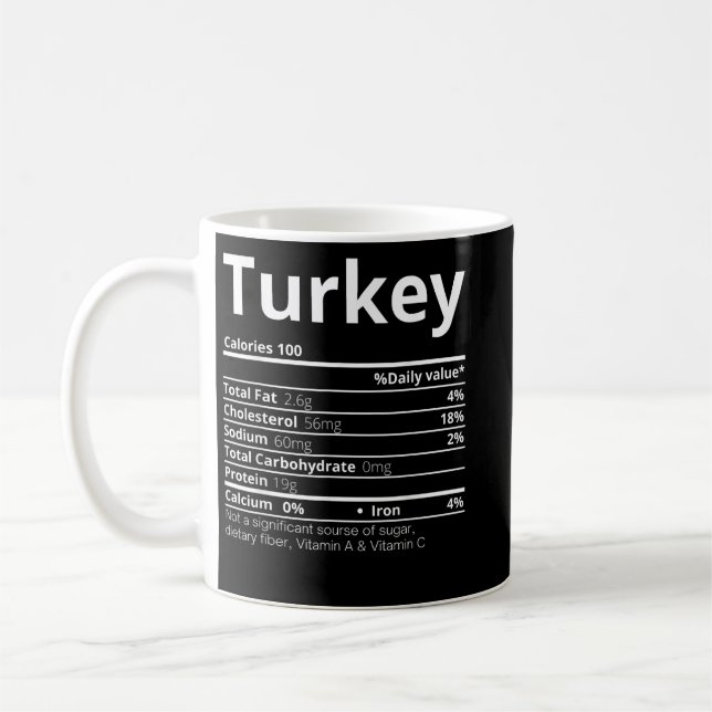 Turkey Nutritions Facts Family Funny Erntedank C Kaffeetasse (Links)