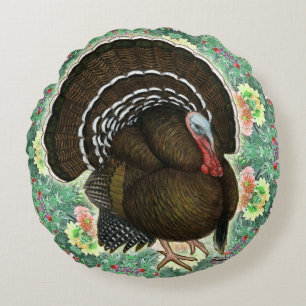 Turkey On the Greens Rundes Kissen