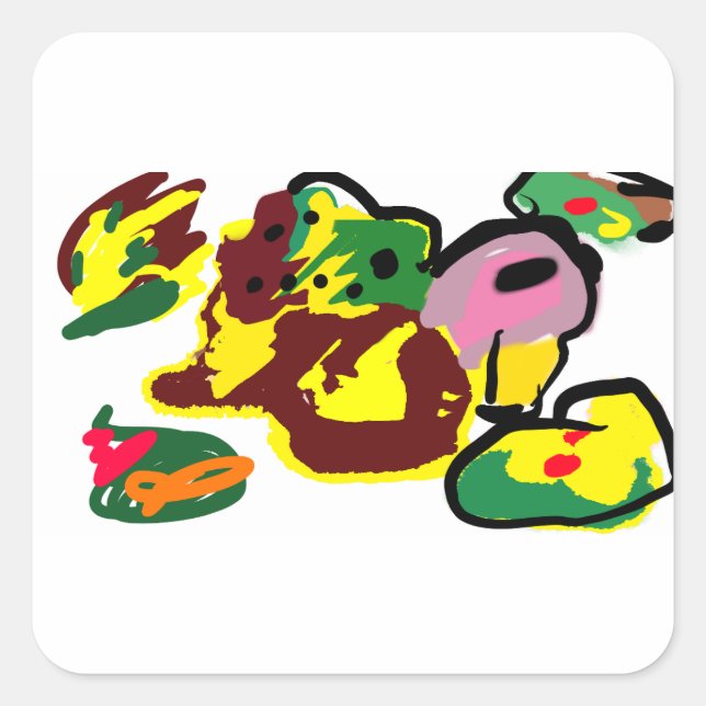 Turkey paint  quadratischer aufkleber (Vorderseite)