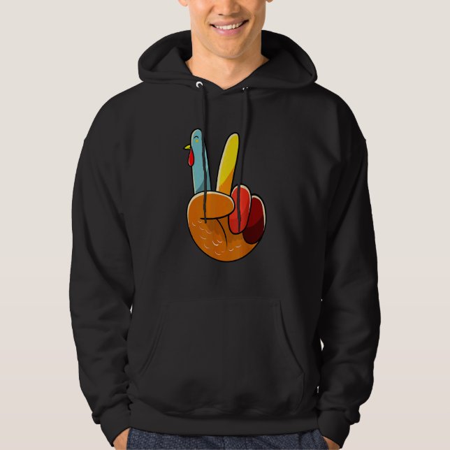 Turkey Peace Hand Sign Thanksgiving Thankful Women Hoodie (Vorderseite)