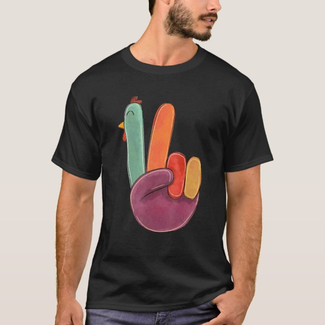 Turkey Peace Sign Thanksgiving T-Shirt (Vorderseite)