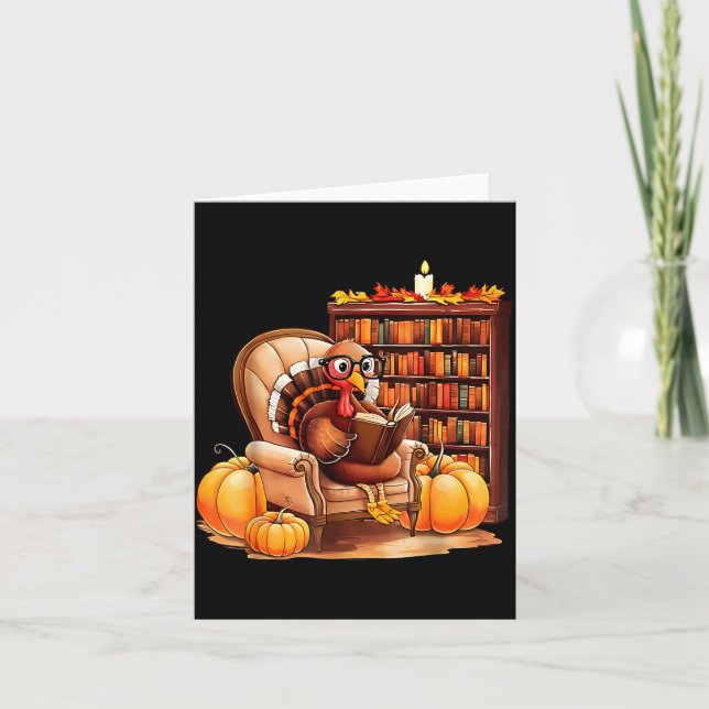 Turkey Reading Books Fall Thanksgiving Teacher Boo Karte (Vorderseite)