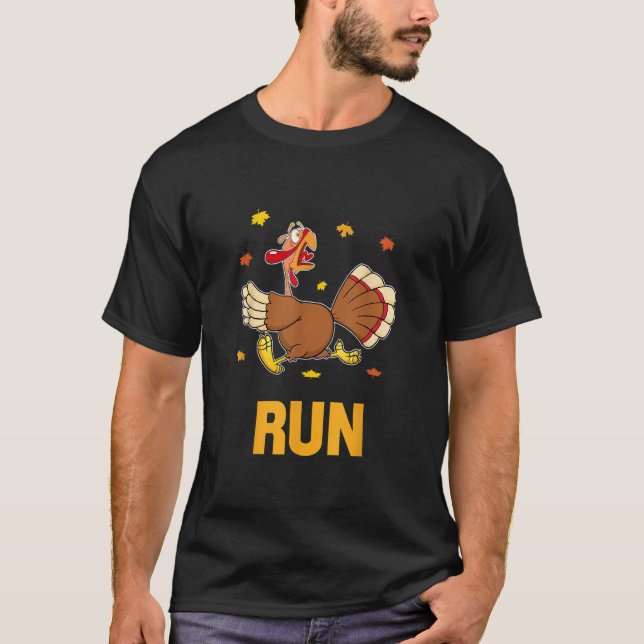 Turkey Run Costume Thanksgiving Running Turkey Tro T-Shirt (Vorderseite)