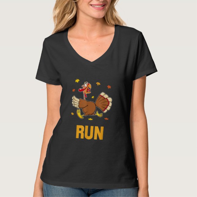 Turkey Run Costume Thanksgiving Running Turkey Tro T-Shirt (Vorderseite)