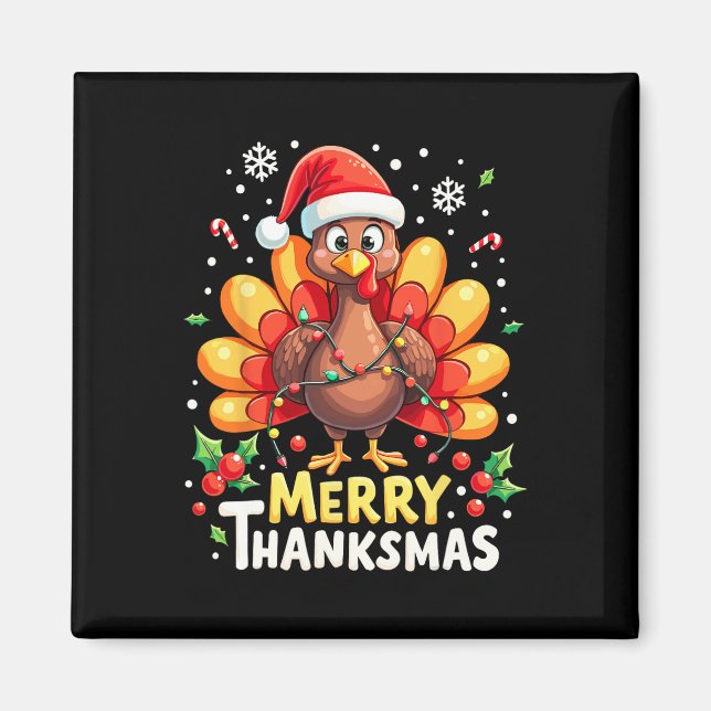 Turkey Santa Happy Merry Thanksmas Erntedank Ch Magnet (Vorne)