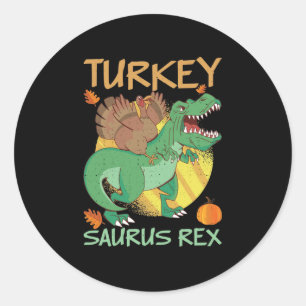 Turkey Saurus Rex Erntedank Dinosaur Prehistor Runder Aufkleber