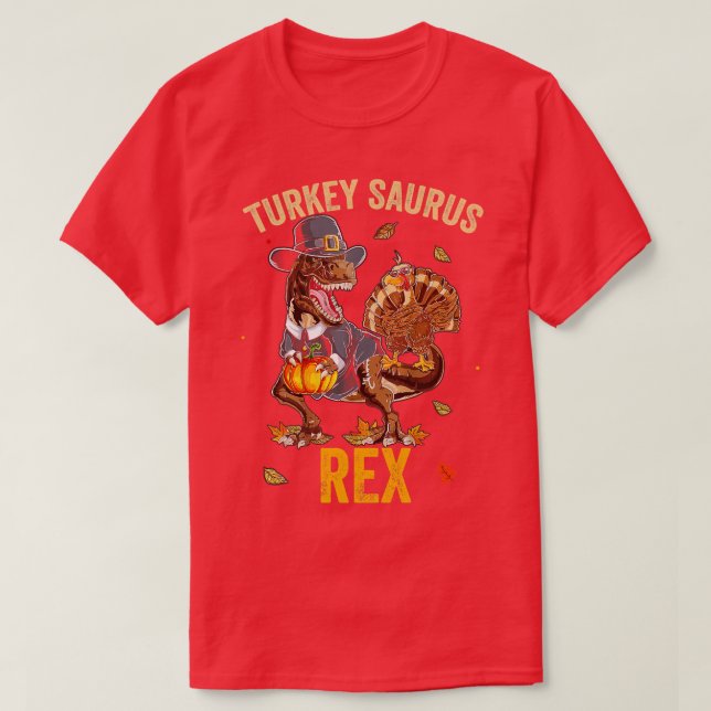 Turkey Saurus Rex Funny Dinosaur TRex Erntedank T-Shirt (Design vorne)