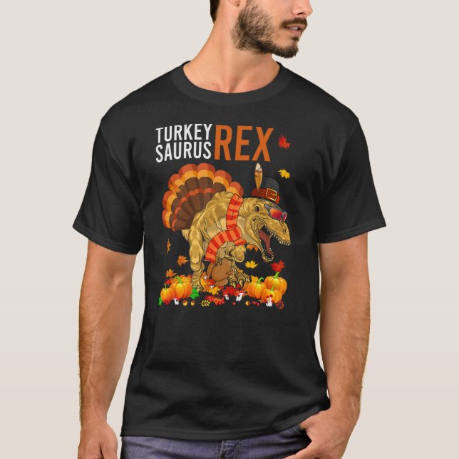 Turkey Saurus T-Rex Funny Pilgrim Dinosaur Kids Th T-Shirt (Vorderseite)