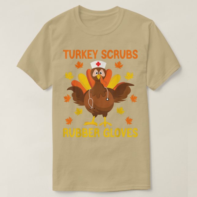 Turkey Scrubs Rubber Gloves Erntedank Nurse Tur T-Shirt (Design vorne)