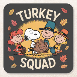 Turkey Squad Funny Cartoon Friends Thanksgiving Rechteckiger Pappuntersetzer