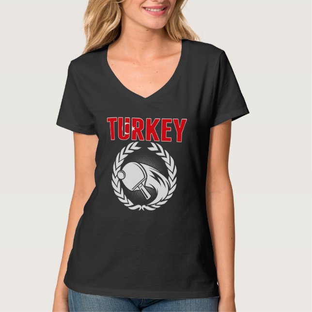 Turkey Table Tennis  Turkish Ping Pong Team Suppor T-Shirt (Vorderseite)