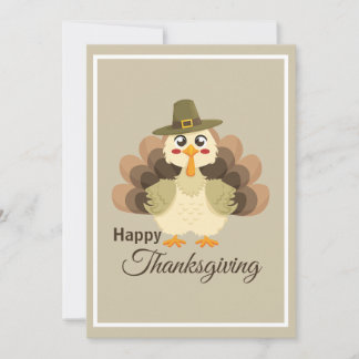 Turkey Thanksgiving Simple Cute Colorful Cartoon Feiertagskarte