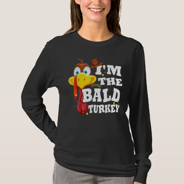 Turkey Trot I'm The Bald Turkey Family Thanksgivin T-Shirt (Vorderseite)