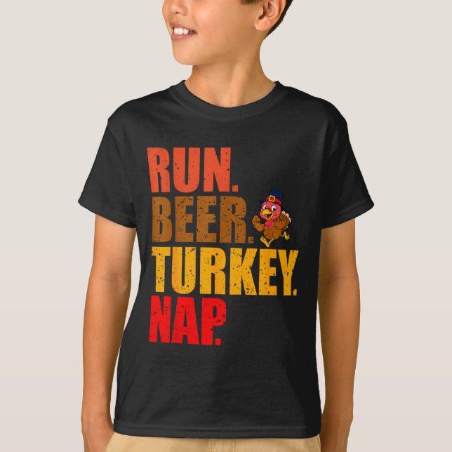 Turkey Trot Running Thanksgiving Run Beer Nap  T-Shirt (Vorderseite)