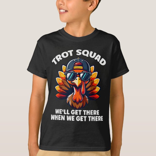 Turkey Trot Squad Funny Thanksgiving Running Costu T-Shirt (Vorderseite)