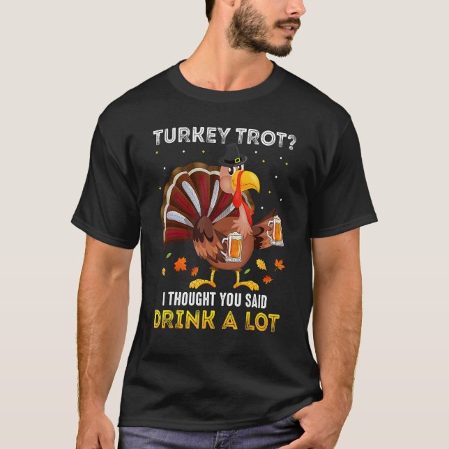 Turkey Trot Squad Running Drinking Matching Thanks T-Shirt (Vorderseite)