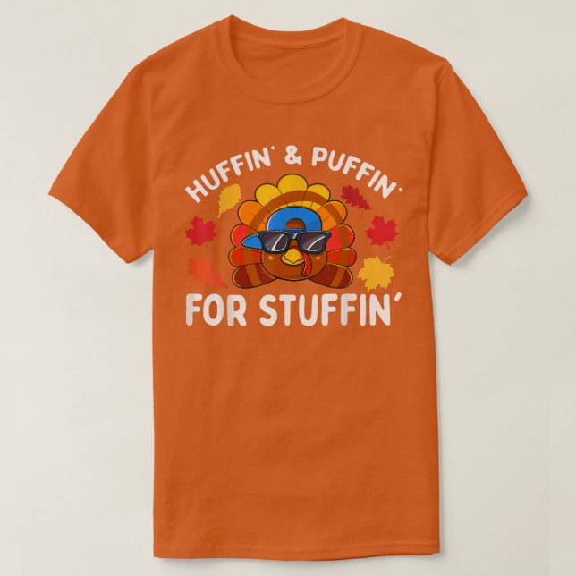 Turkey Trot Thanksgiving Run Huffin and Puffin for T-Shirt (Design vorne)