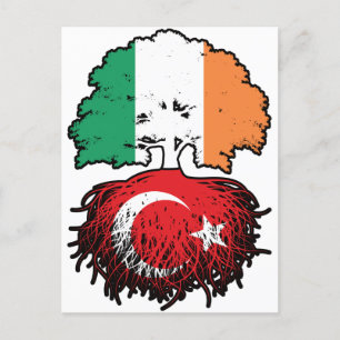 Turkey Turkish Irland Ireland Tree Roots Flag Postkarte