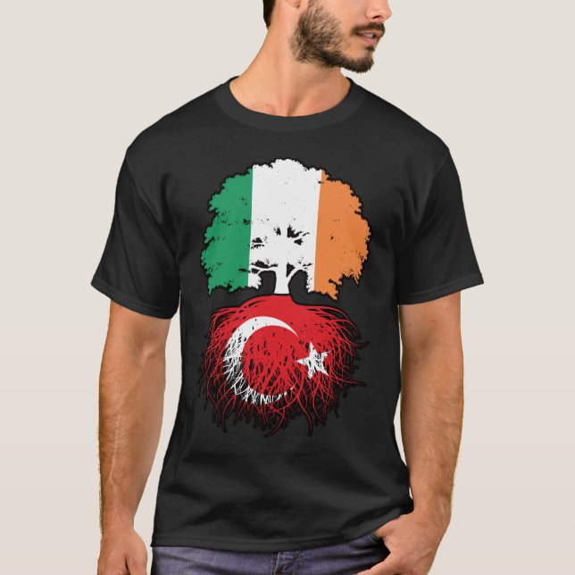 Turkey Turkish Irland Ireland Tree Roots Flag T-Shirt (Vorderseite)
