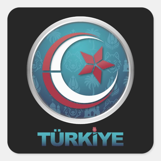 Turkey Turkiye Europe Asia Quadratischer Aufkleber (Vorderseite)