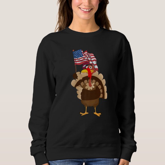 Turkey USA Flag Thanks Giving American  Thanksgivi Sweatshirt (Vorderseite)