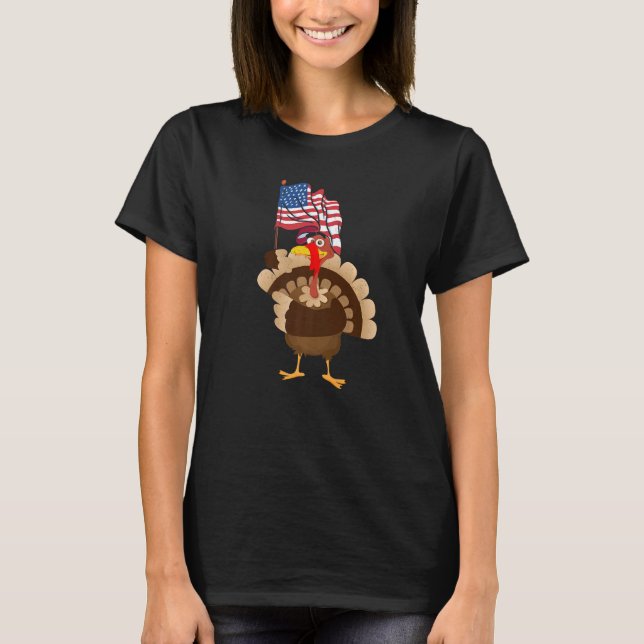 Turkey USA Flag Thanks Giving American  Thanksgivi T-Shirt (Vorderseite)