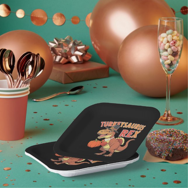 Turkeysaurus Rex Dab Turkey Dino Kleinkind Boys Pappteller (Multi)