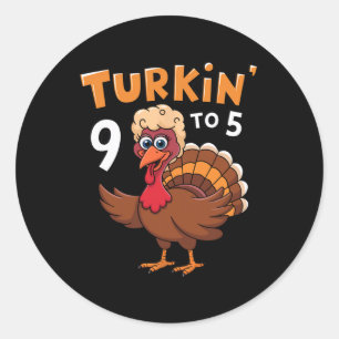 Turkin' 9 bis 5 Süße Herbst-Western-Thanksgiving-F Runder Aufkleber