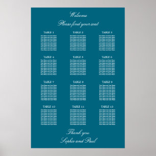 Türkis 12 Tabelle Hochzeitskartentabelle Poster