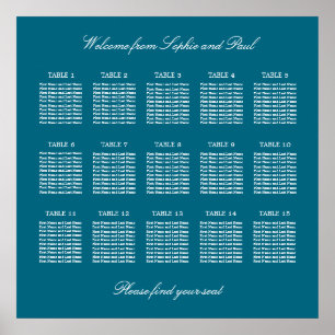 Türkis 15 Tabelle Hochzeitskartentabelle Poster