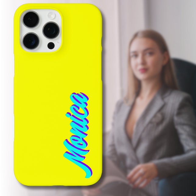 Türkis 3D Indigo Moderner Name | Funny Neon Lemon Case-Mate iPhone Hülle (Von Creator hochgeladen)