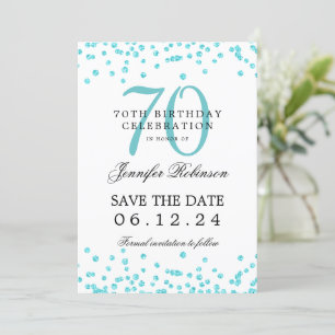 Türkis 70. Geburtstag Save the Date Details Einladung