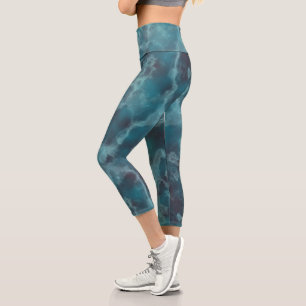 Türkis Abstrakt Capri Leggings