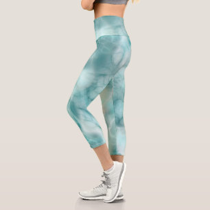 Türkis Abstrakt Capri Leggings