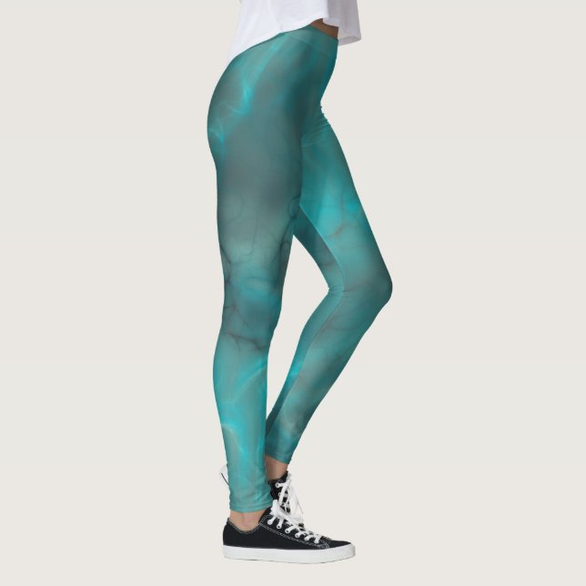 Türkis Abstrakt Leggings (Rechts)