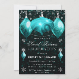 Türkis Agate Baubles Christmas Sweet 16 Einladung