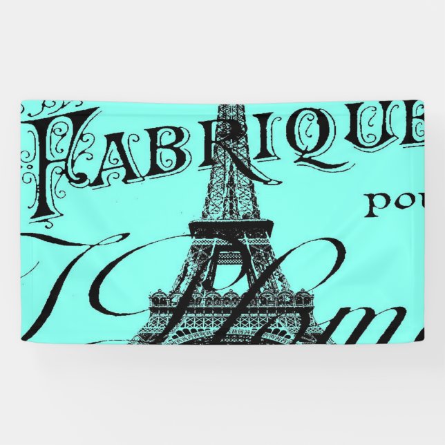 Türkis Aqua aquamarin Scripte Paris Eiffel Tower Banner (Horizontal)