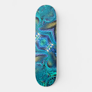 Türkis Aqua Blue Dragon Skin Abstrakt Skateboard