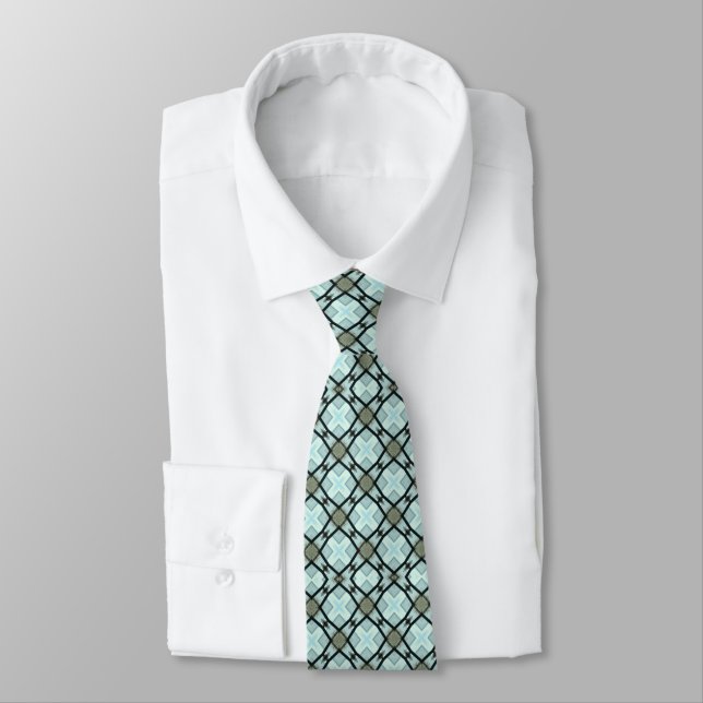 Türkis Aqua Blue Formal Atoll Neck Tie Krawatte (Gebunden)