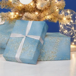 Türkis Aqua Blue Glam Gold Glitzer Geschenkpapier