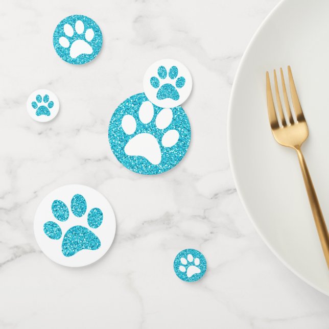 Türkis Aqua Blue Glitzer Paw Drucktisch Konfetti (Gruppe)