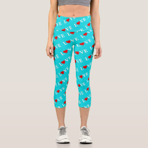 Türkis Aqua Blue Liebe Moderne Elegant Stilvoll Capri Leggings