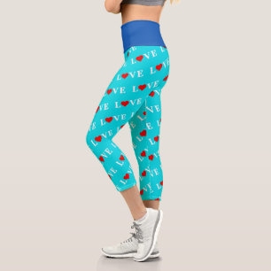 Türkis Aqua Blue Liebe Moderne Elegant Stilvoll Capri Leggings