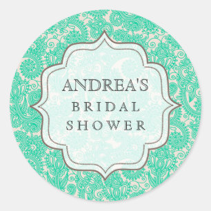 Türkis-Aqua-Brautparty-Nachtisch-Umbau-Aufkleber Runder Aufkleber