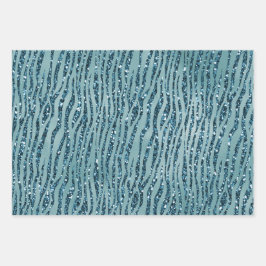 Türkis Aqua Glitzer Zebra Print      Geschenkpapier Set