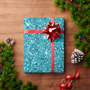 Türkis Aqua Glitzy Sparkle Glitzer Geschenkpapier