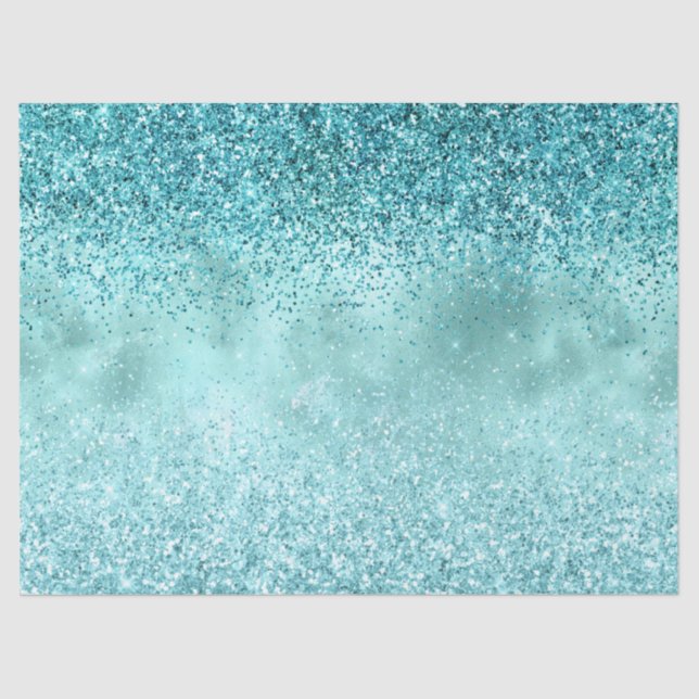 Türkis Aqua Gold Glam Glitzer Seidenpapier (Vorderseite)